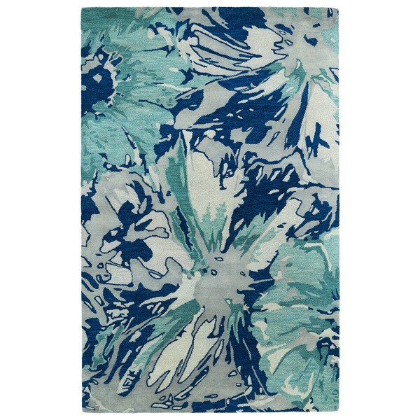 Hand-tufted Artworks Blue Floral Rug (3'6 x 5'6) - 3'6" x 5'6"
