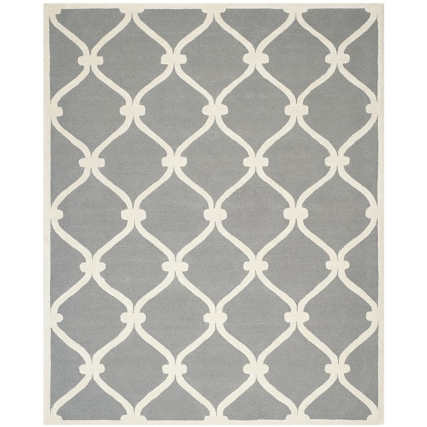 Safavieh Handmade Cambridge Dark Grey/ Ivory Wool Rug - 10' x 14'