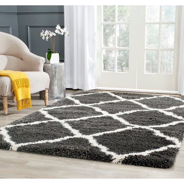 Safavieh Belize Shag Charcoal/ Ivory Moroccan Trellis Rug - 8' x 10'