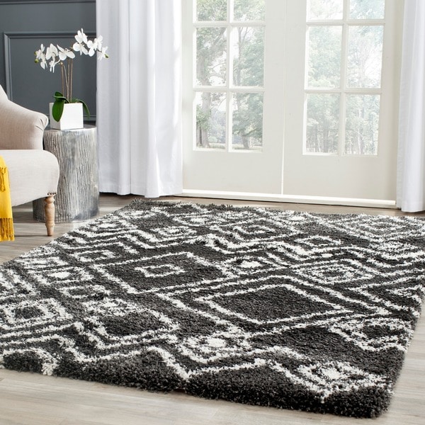 Safavieh Belize Shag Charcoal/ Ivory Moroccan Area Rug (8' x 10')