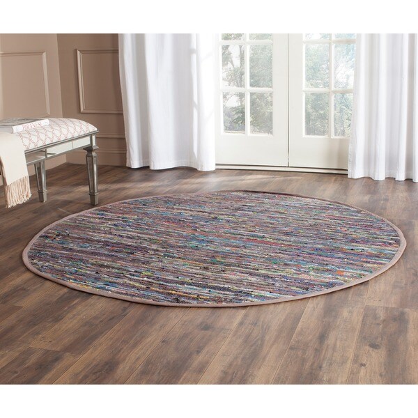 Safavieh Hand-woven Rag Rug Rust/ Multi Cotton Rug - 4' x 4' Round