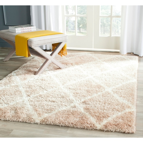 Safavieh Montreal Diamond Shag Beige/ Ivory Shag Rug - 8'6 x 12'