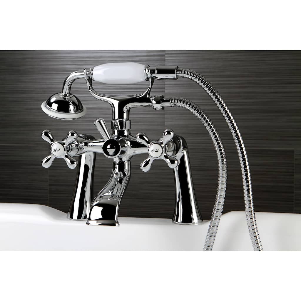 Kingston Brass Victorian Deck-mount Clawfoot Chrome Tub Faucet with Hand Shower