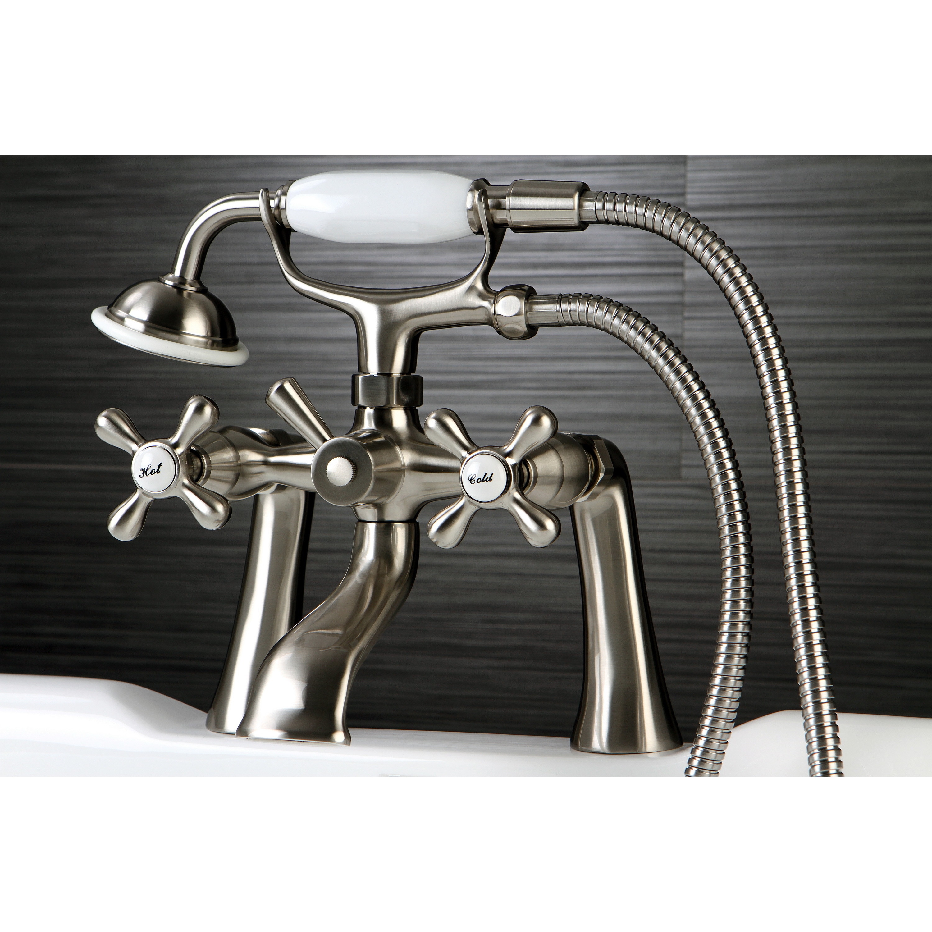 Shop Victorian Deck Mount Clawfoot Brushed Nickel Tub Faucet With
