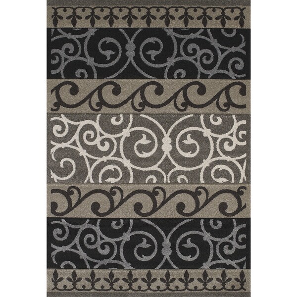 Hand-carved Townshend Liz Black Area Rug - 5'3 x 7'6