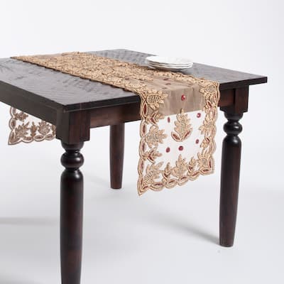 Hand Beaded Design Table Runner or Topper