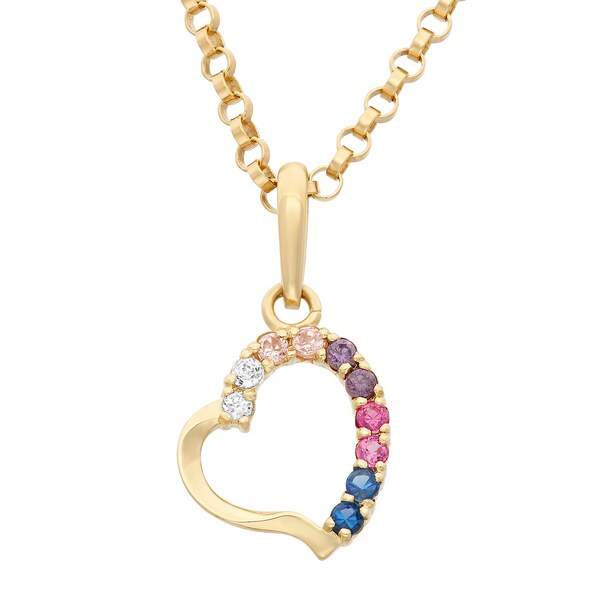 Shop Junior Jewels 14k Gold Multi Color Cubic Zirconia Heart Pendant