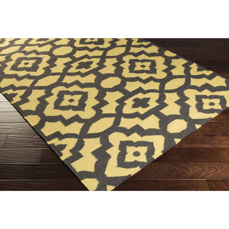 Hand-woven Darcy Geometric Flatweave Wool Area Rug