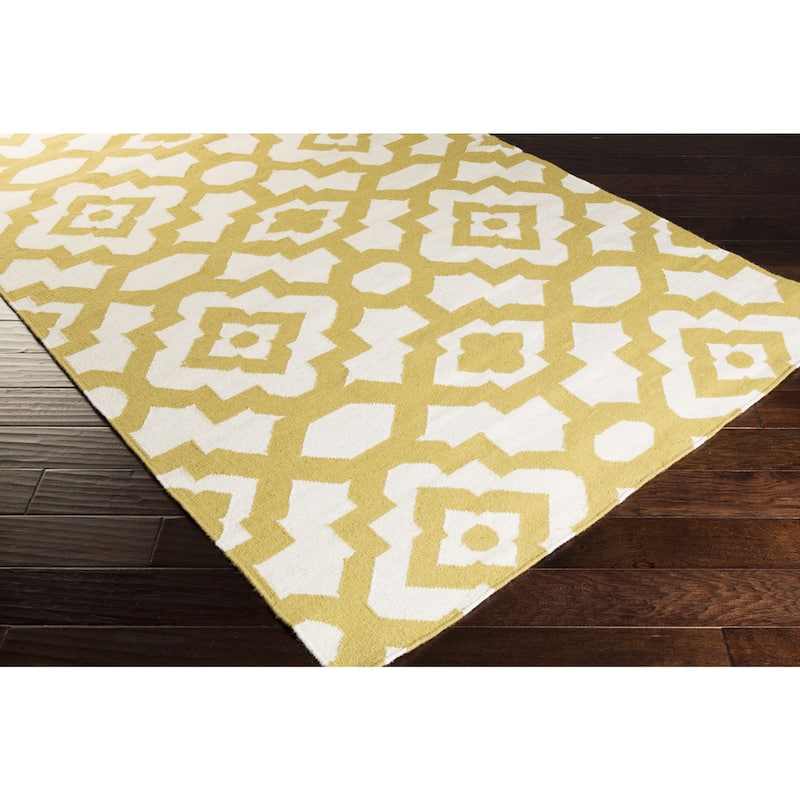 Hand-woven Darcy Geometric Flatweave Wool Area Rug