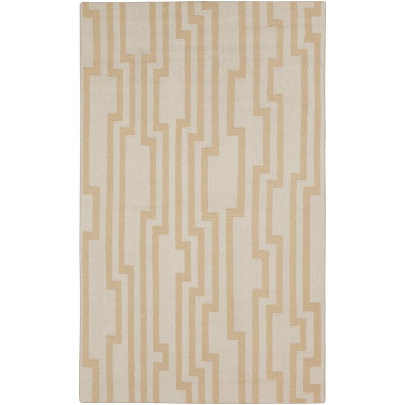 Hand-woven Heaton Abstract Flatweave Wool Area Rug - 8' x 11' - Brown/Tan