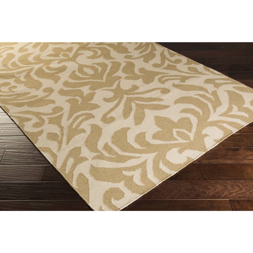 Hand-woven Bennet Damask Flatweave Wool Runner Rug