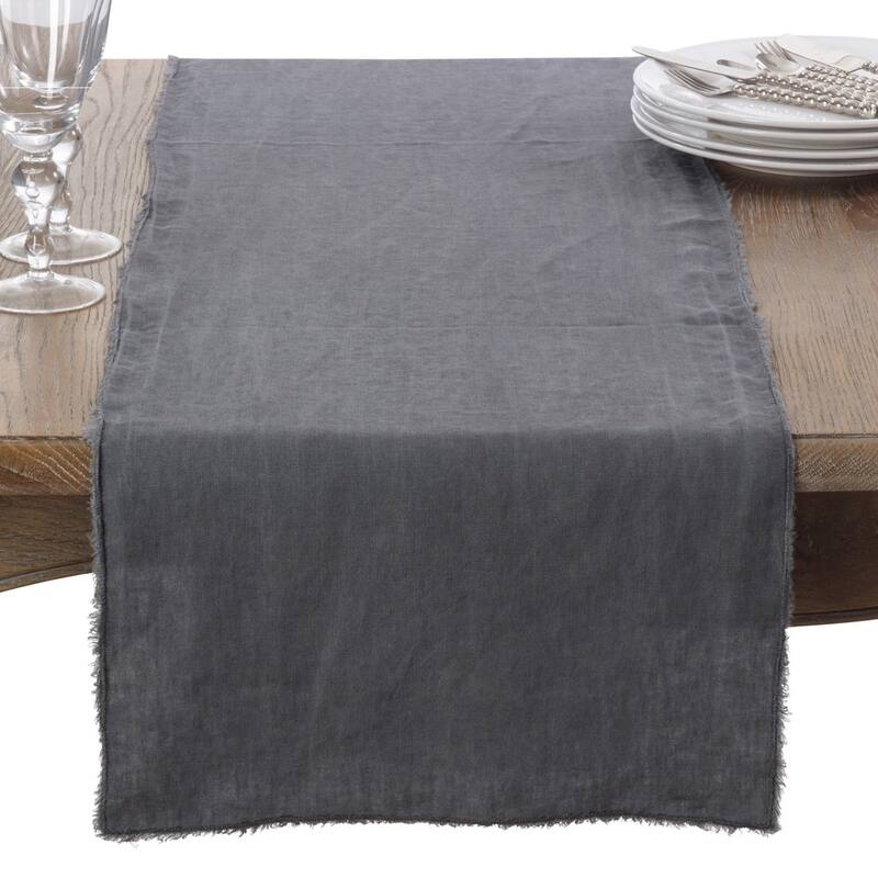 Fringed Linen Design Stone Washed Runner