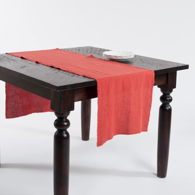 Fringed Linen Design Stone Washed Runner