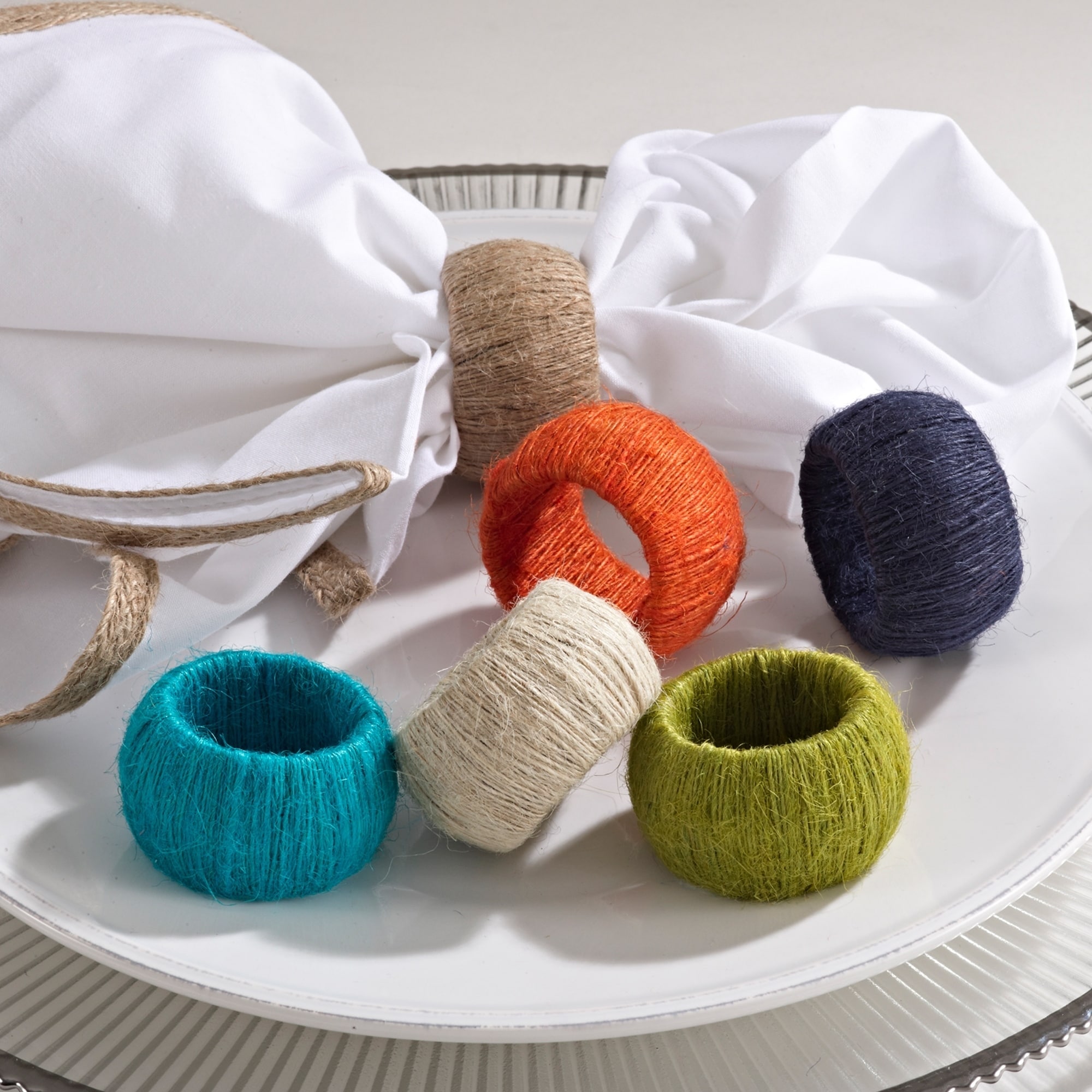 Saro Lifestyle Jute Napkin Ring (set of 4)