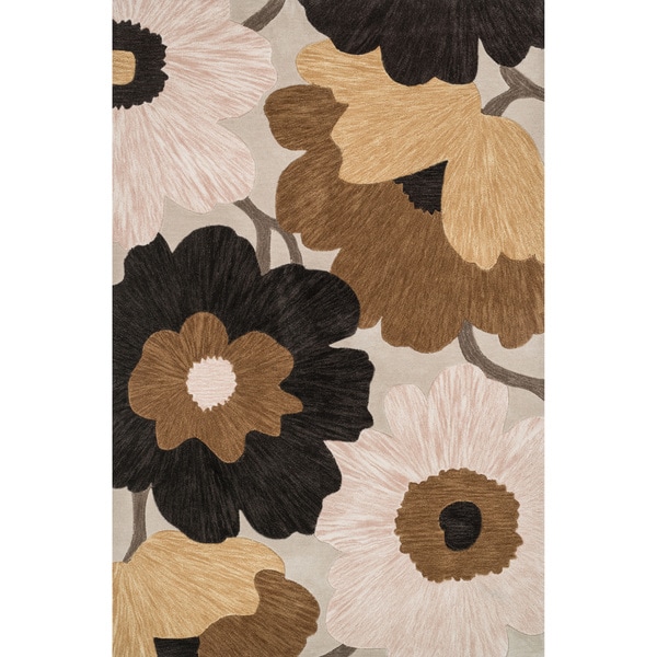 Hand tufted Delhi Black Wool Rug (5x8))