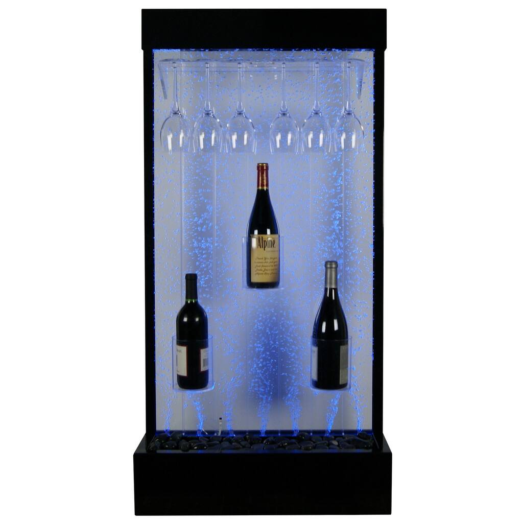 Water Bubble Fountain with LED Lights and Wine Rack with Remote