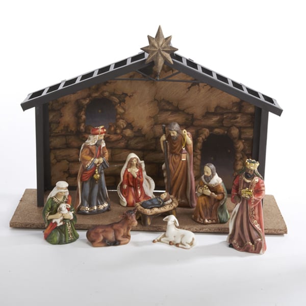 Shop Kurt Adler 3.55inch Porcelain 10piece Nativity Set Free