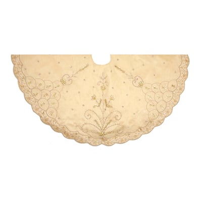 Kurt Adler 48-Inch Gold Tree skirt with Handwork Details