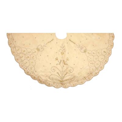 Kurt Adler 48-Inch Gold Tree skirt with Handwork Details
