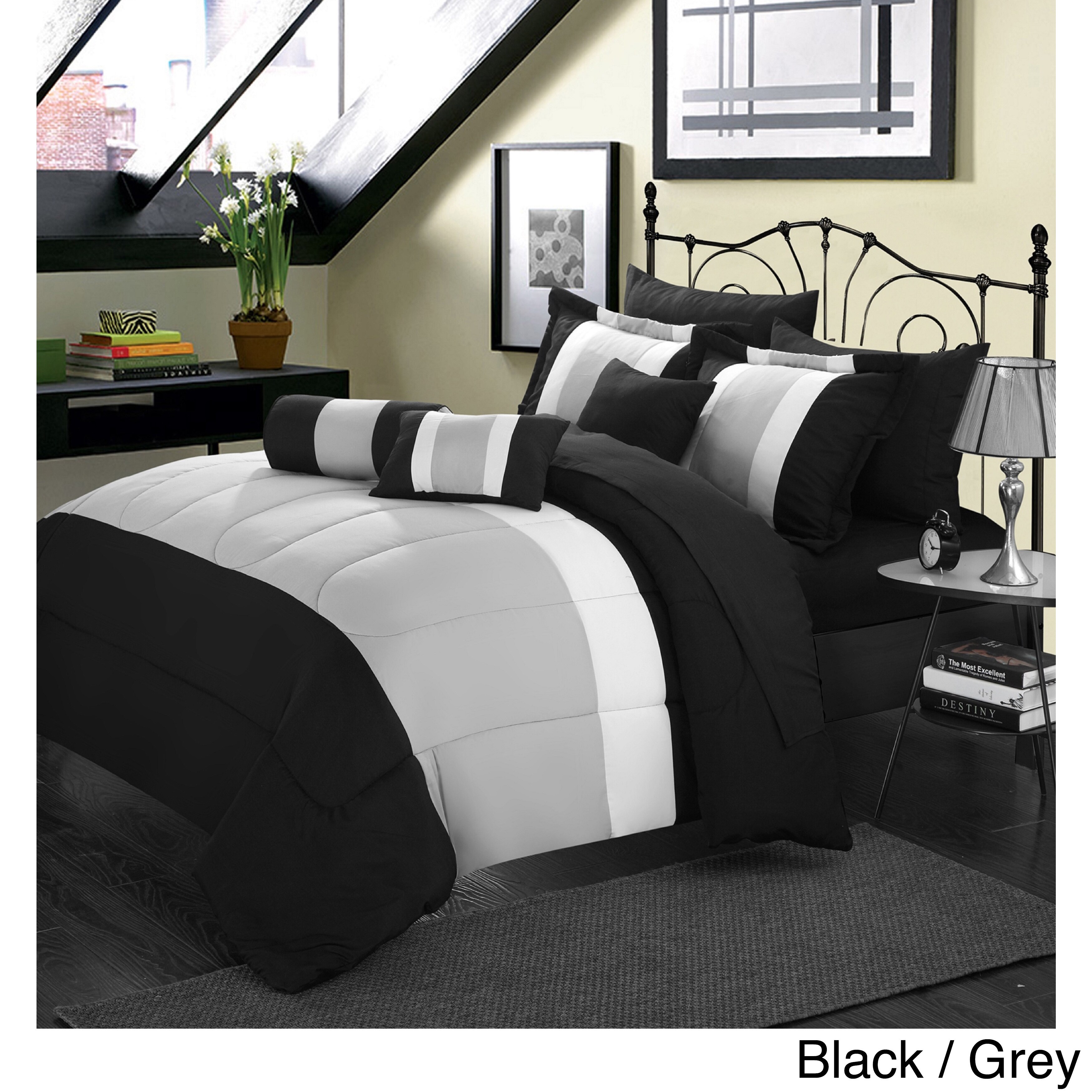 Chic Home Serenity Colorblock Microfiber 10 Piece Comforter Set On Sale Overstock 20223250