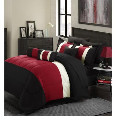 Chic Home Serenity Colorblock Microfiber 10-piece Comforter Set