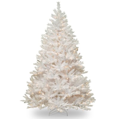 7-foot Winchester White Pine Tree with Silver Glitter and Clear Lights - 7'