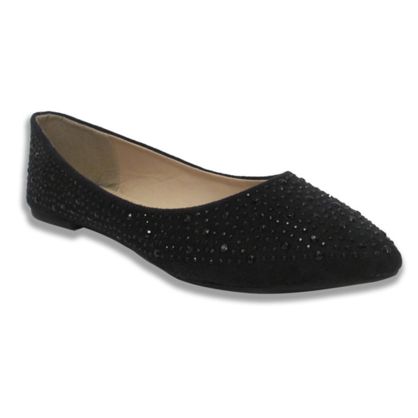 Shop Olivia Miller Women's 'Clarice' Rhinestone Pointy Toe Ballet Flats ...