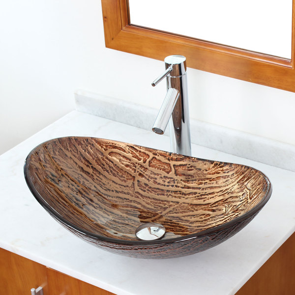 ... Oval Bathroom Tempered Boat Shape Glass Vessel Sink with Faucet Combo