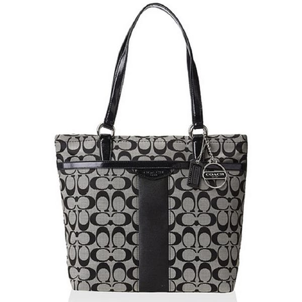 Coach Signature Black and White Striped Tote Bag - Free Shipping Today ...