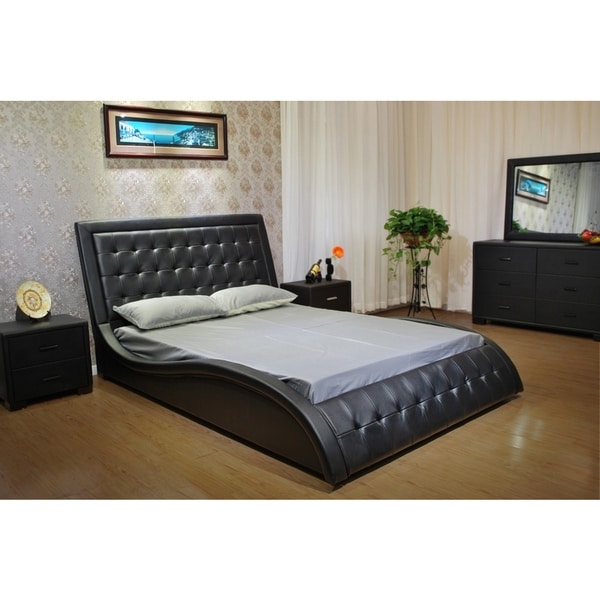 California King Wave like Shape Upholstered Bed