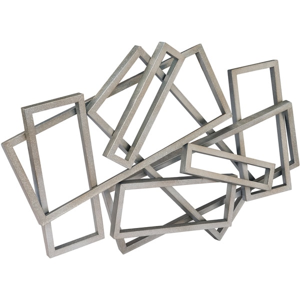 Aurelle Home Abstract Silver Rectangles Wall Decor