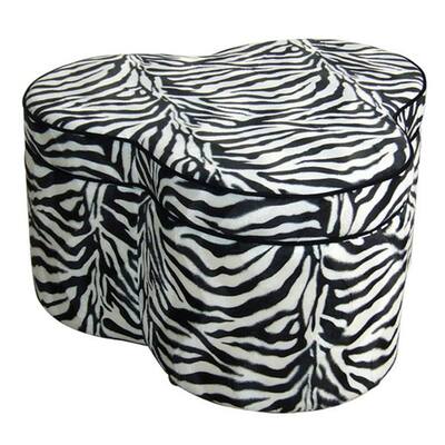 Zebra Print Modern Storage Ottoman with 3 Hidden Stools