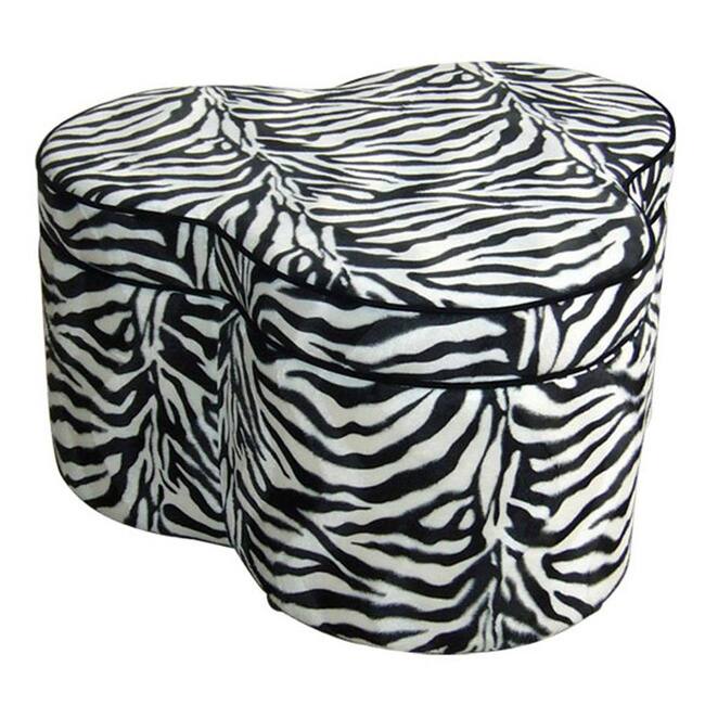 Zebra Print Modern Storage Ottoman with 3 Hidden Stools