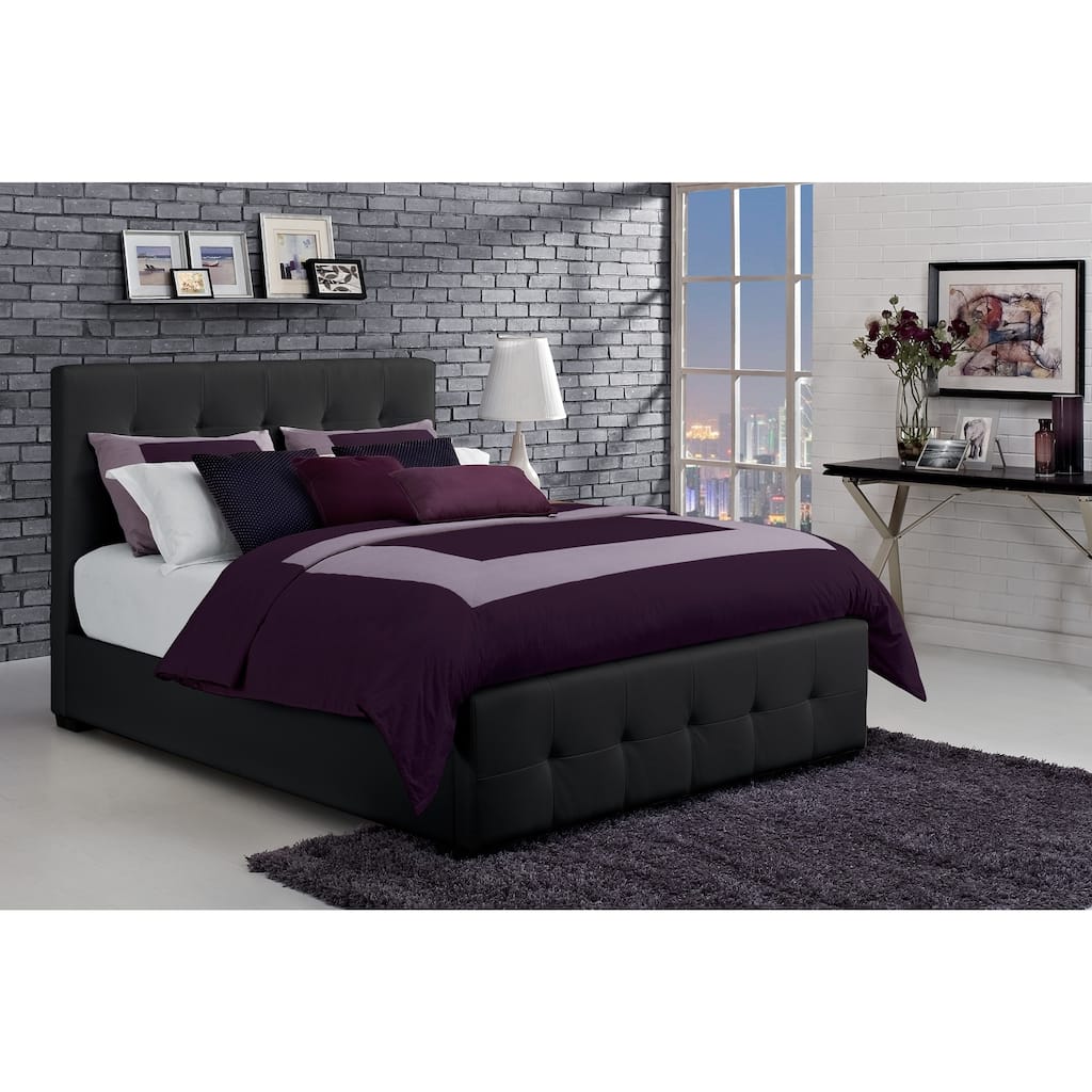 DHP Florence Black Upholstered Queen Bed