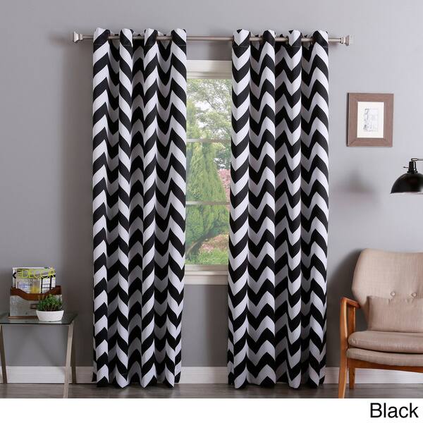 Shop Aurora Home Chevron Print Room Darkening Grommet 96 Inch