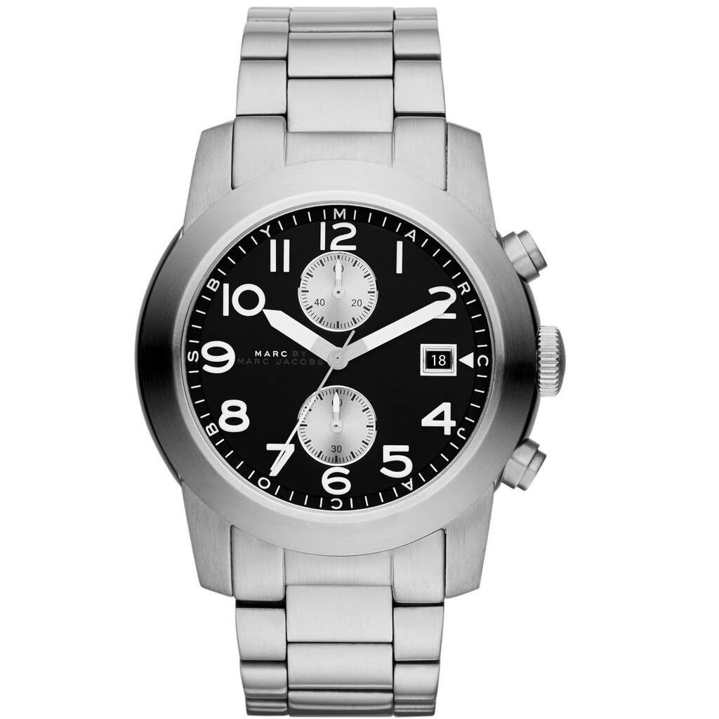 Marc Jacobs Men's MBM5050 Larry Black Dial Chronograph Stainless Steel Watch