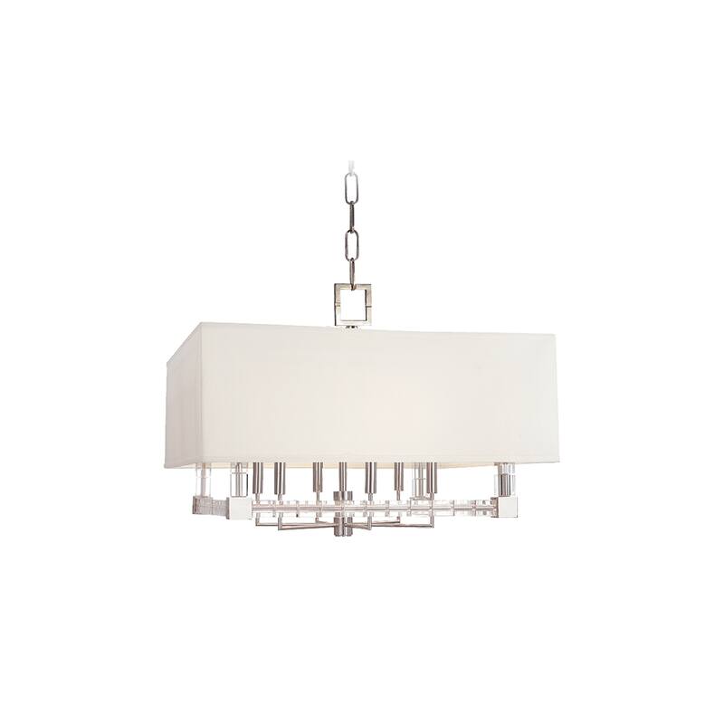 Hudson Valley Alpine 6-light Chandelier, Off-white Shade - Nickel - Silver