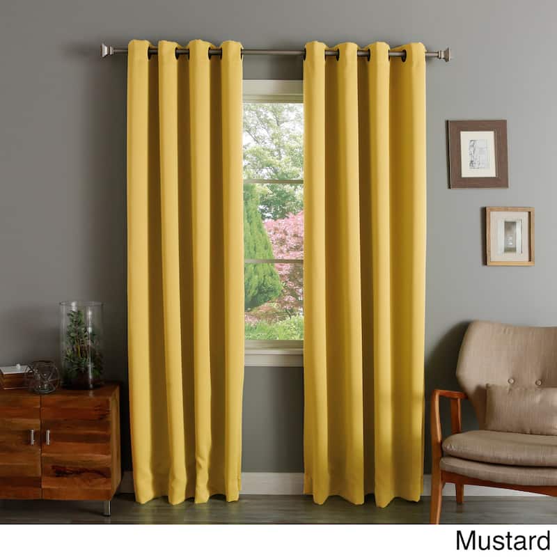 Aurora Home Thermal Insulated Blackout Grommet Top Curtain Panel Pair - 52" w x 120" l - Mustard