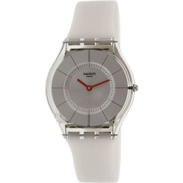 Swatch Womens Skin SFM129 Grey Rubber Swiss Quartz Watch   16693775