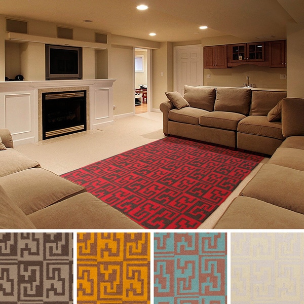 Hand-woven Montrouge Flatweave Wool Area Rug - 5' x 8'