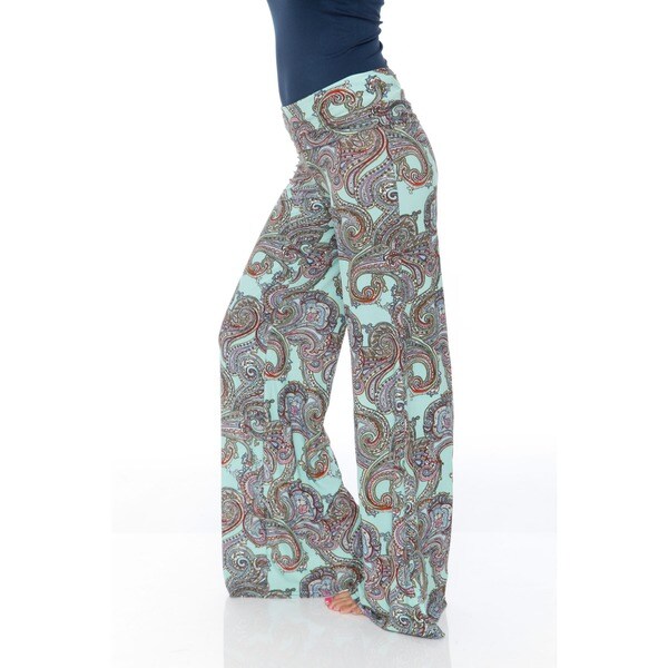 White Mark Women's Paisley Palazzo Pants