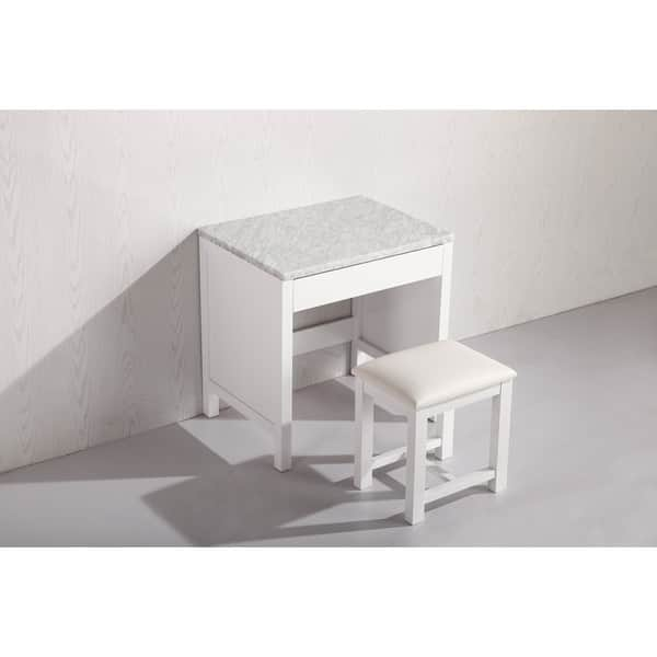 Shop Design Element White Marble Top Makeup Table Overstock 9517461