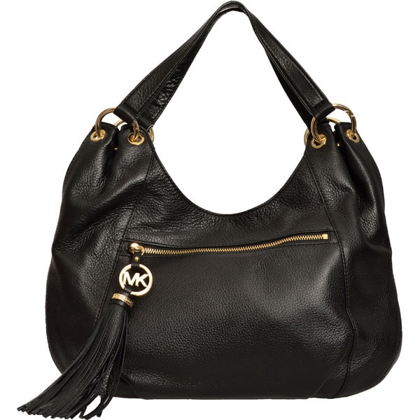 Shop Michael Kors Black Charm Tassel Leather Tote Handbag - Free Shipping Today - Overstock ...