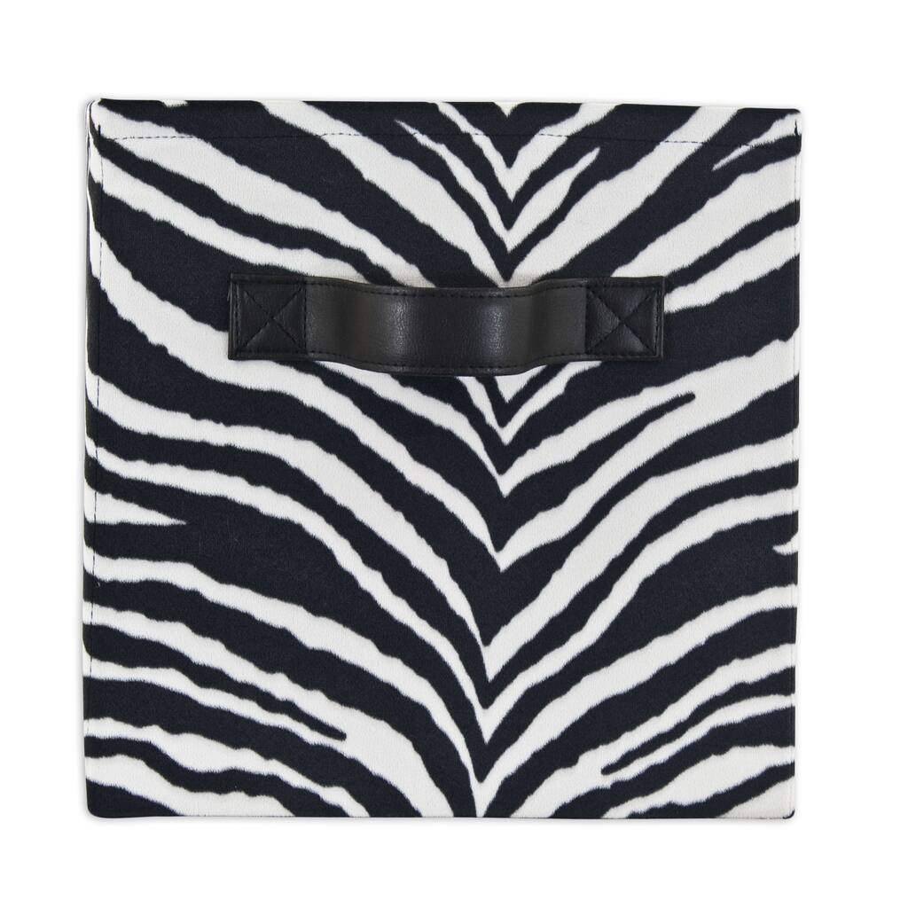 Zebra Black Storage Bin with Handle