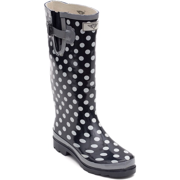 Women's Polka Dot Rubber Rain Boots - 16695935 - Overstock.com Shopping ...