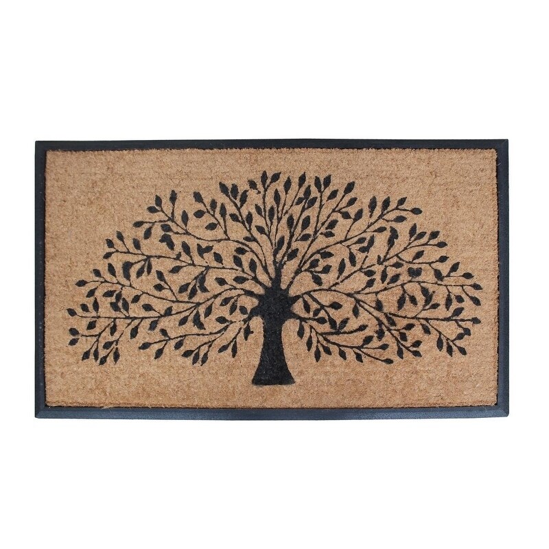 A1HC Handcrafted Molded Rubber Coir Tree Double Door Mat 30 x 48 30" X