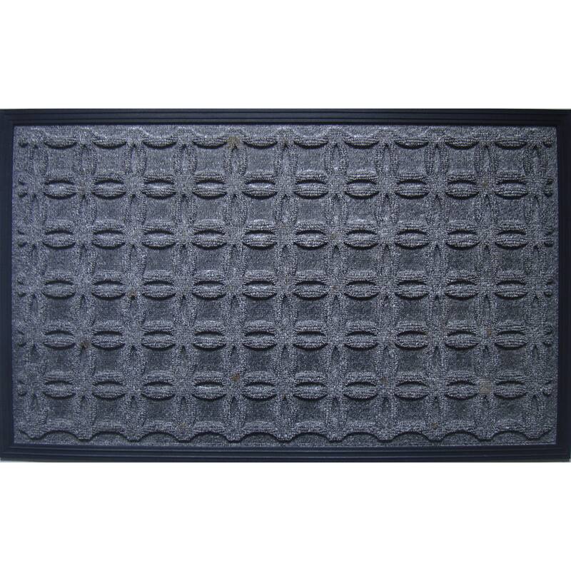 Grey Geometric Pattern Polypropyelene Doormat (1'6 x 2'6)