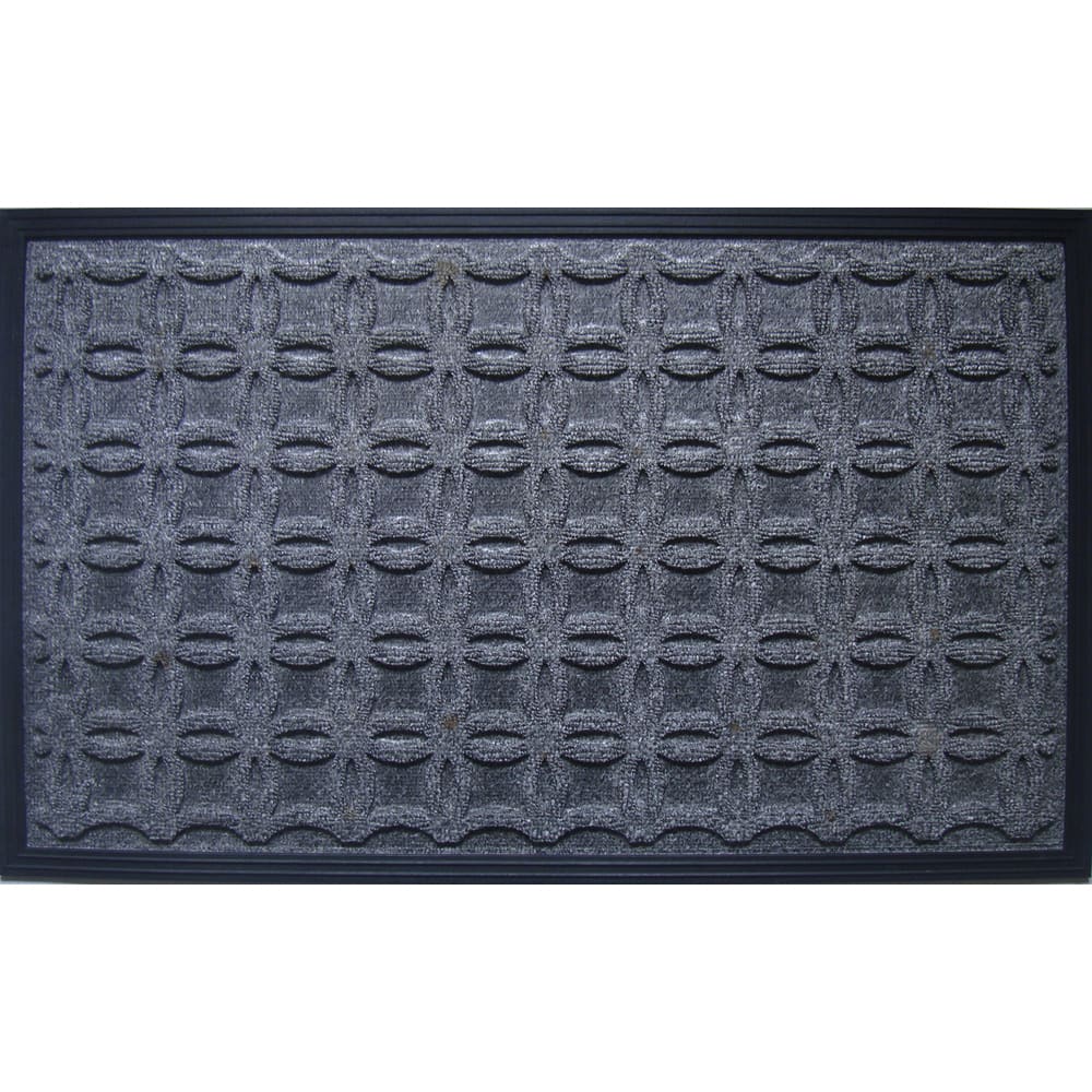 Grey Geometric Pattern Polypropyelene Doormat (1'6 x 2'6)