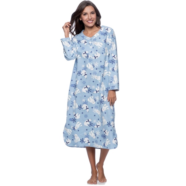 Shop La Cera Women's Polar Bear Print Pull-over Flannel Gown - Free ...