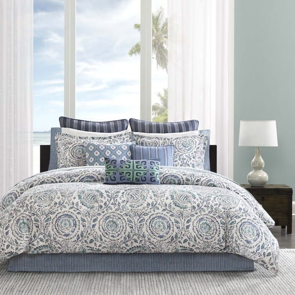 slide 1 of 3, Echo Design Kamala Blue Cotton Comforter Set
